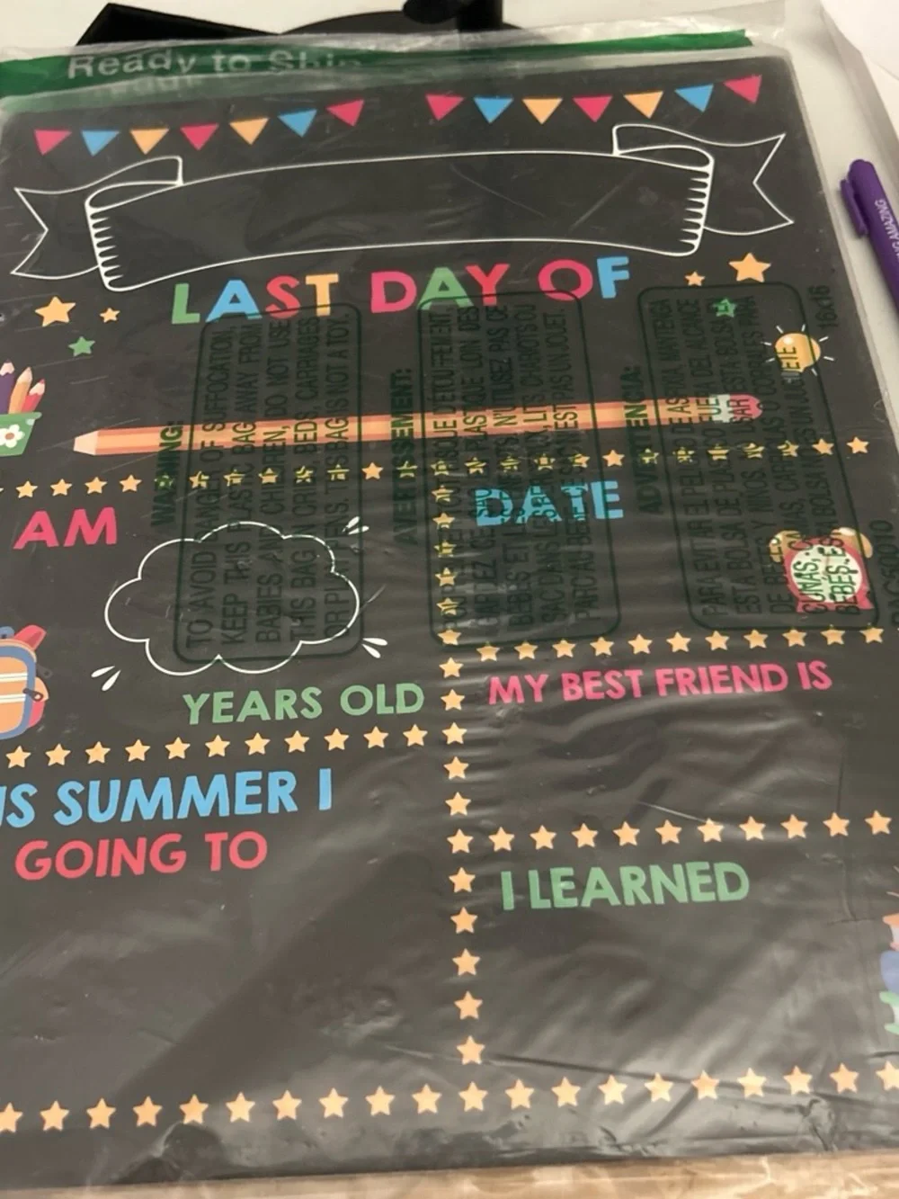 Chalkboard-Style First Day of School Sign - Black
